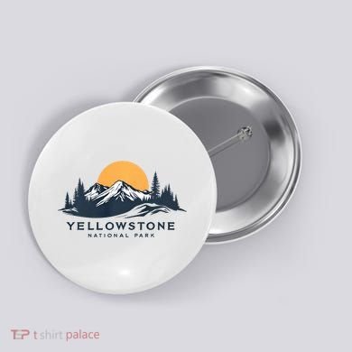Yellowstone National Park Mountain Sunset Landscape Button