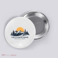Yellowstone National Park Mountain Sunset Landscape Button thumb 0