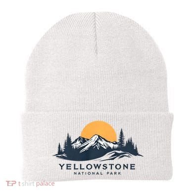 Yellowstone National Park Mountain Sunset Landscape Beanie