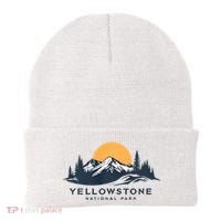 Yellowstone National Park Mountain Sunset Landscape Beanie thumb 0