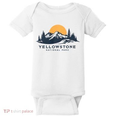 Yellowstone National Park Mountain Sunset Landscape Baby Bodysuit