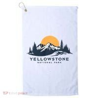 Yellowstone National Park Mountain Sunset Landscape Golf Towel thumb 0