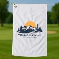 Yellowstone National Park Mountain Sunset Landscape Golf Towel thumb 1