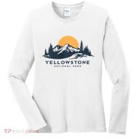 Yellowstone National Park Mountain Sunset Landscape Women's Long Sleeve Shirt thumb 0