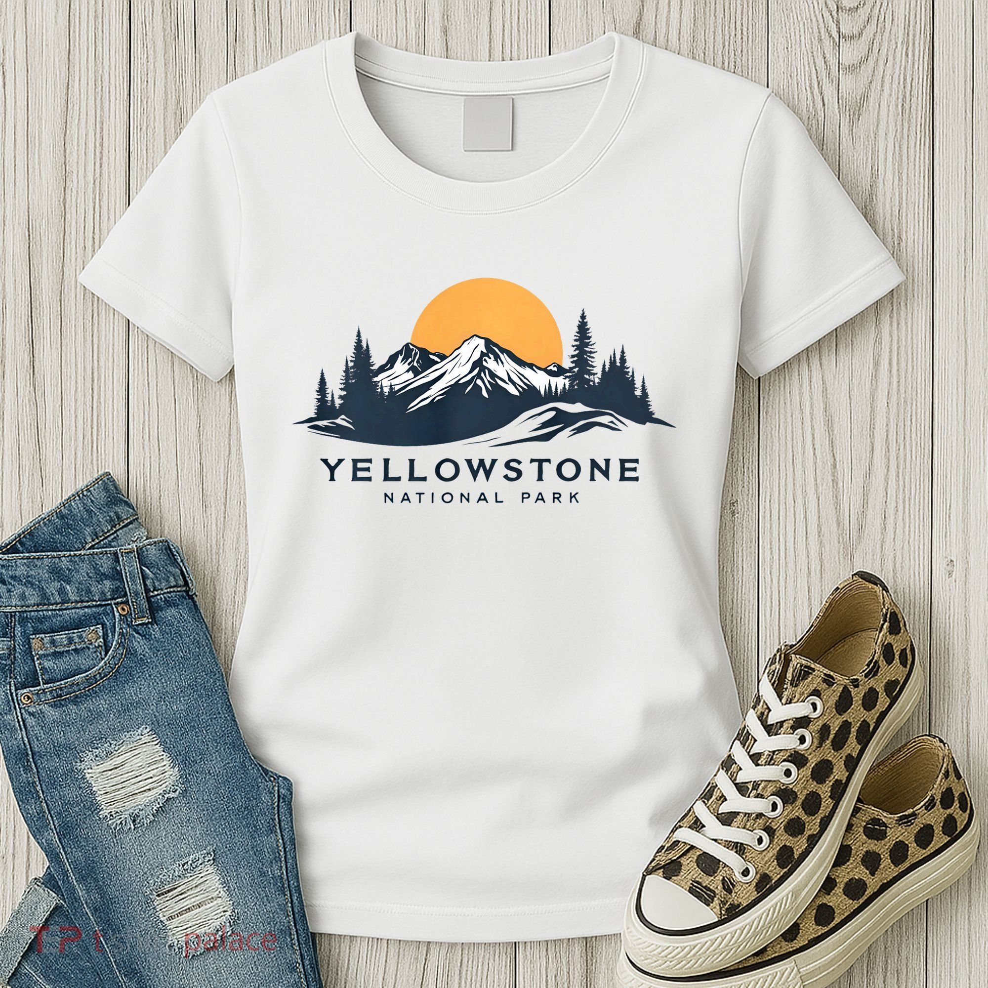Yellowstone National Park Mountain Sunset Landscape Women's T-Shirt