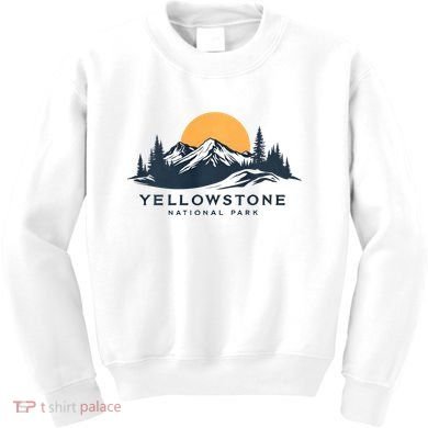 Yellowstone National Park Mountain Sunset Landscape Kids Sweatshirt