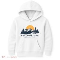 Yellowstone National Park Mountain Sunset Landscape Kids Hoodie thumb 0