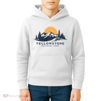 Yellowstone National Park Mountain Sunset Landscape Kids Hoodie thumb 4