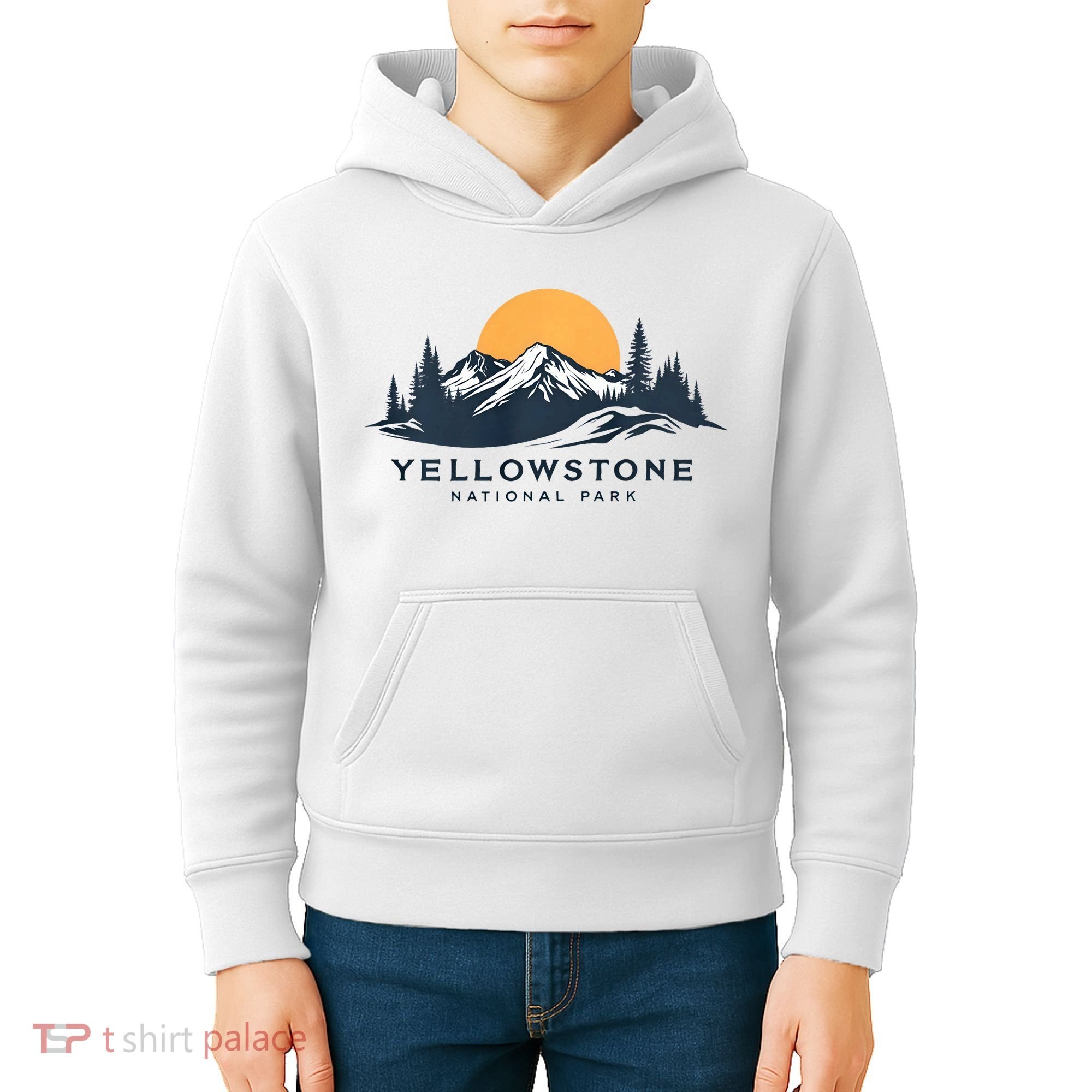 Yellowstone National Park Mountain Sunset Landscape Kids Hoodie