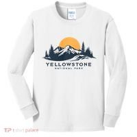 Yellowstone National Park Mountain Sunset Landscape Kids Long Sleeve Shirt thumb 0