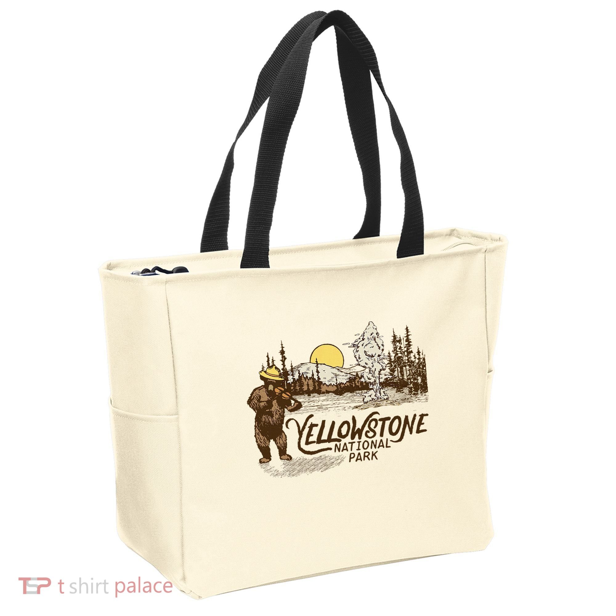Yellowstone National Park Bear & Fiddle Old Faithful Tote Bag