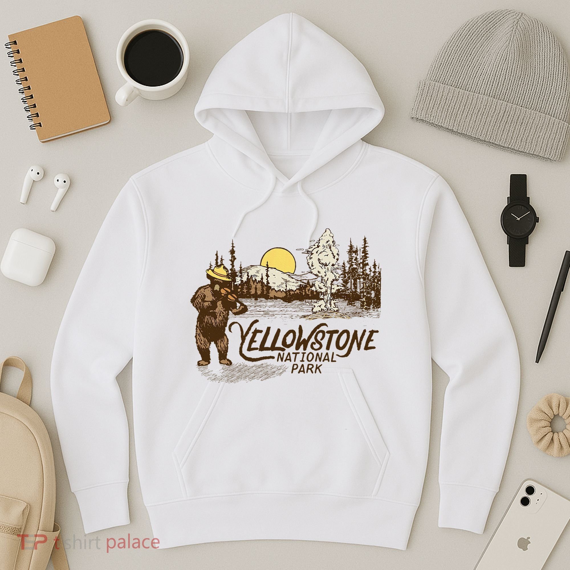 Yellowstone National Park Bear & Fiddle Old Faithful Hoodie