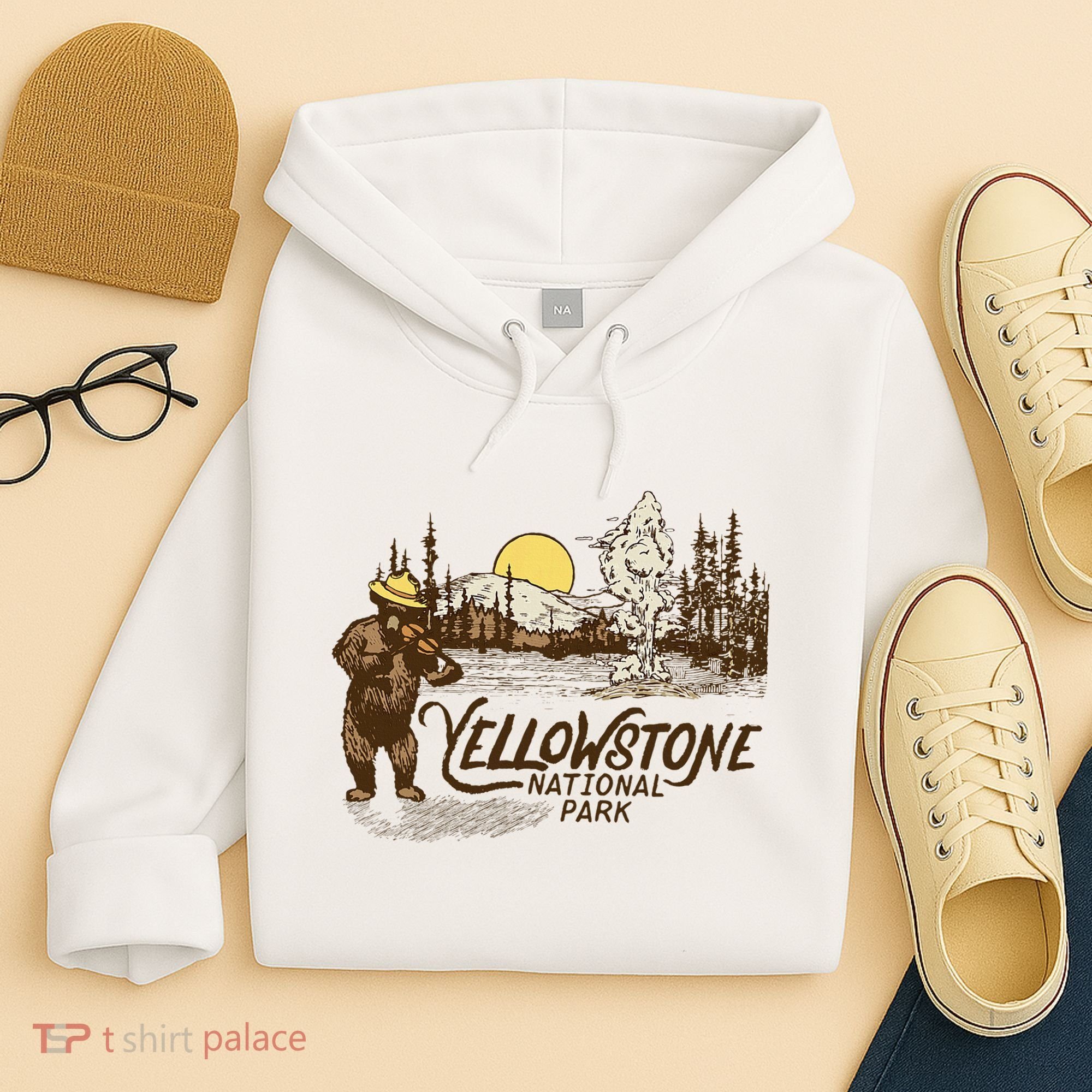 Yellowstone National Park Bear & Fiddle Old Faithful Hoodie
