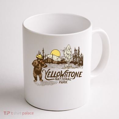 Yellowstone National Park Bear & Fiddle Old Faithful Coffee Mug back