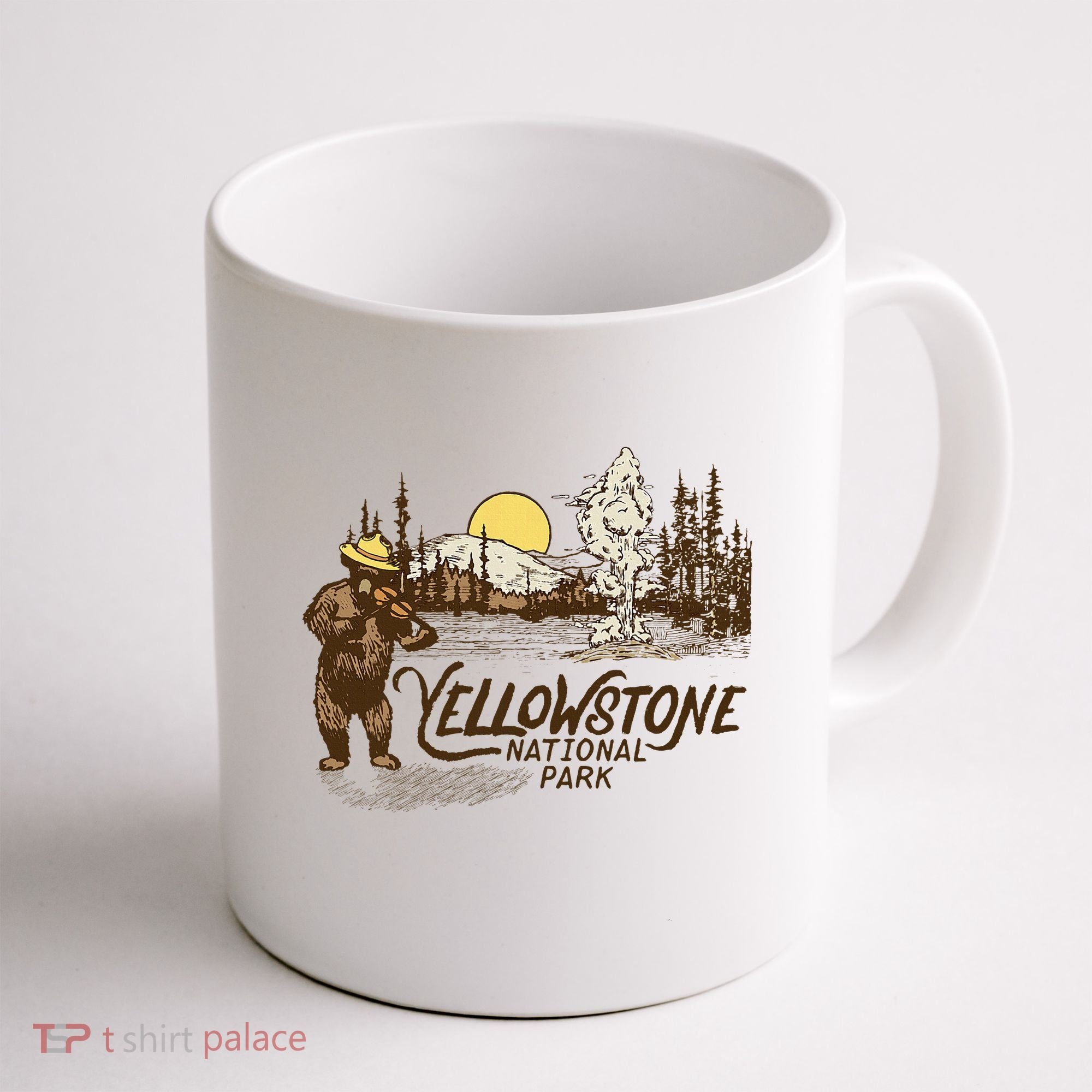 Yellowstone National Park Bear & Fiddle Old Faithful Coffee Mug
