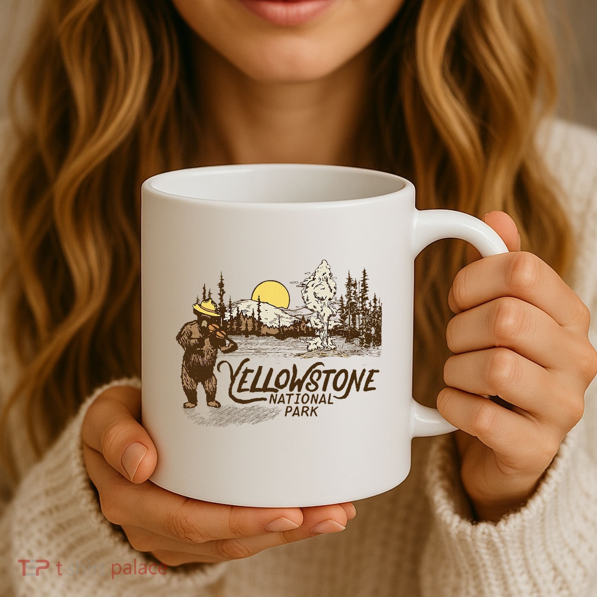 Yellowstone National Park Bear & Fiddle Old Faithful Coffee Mug