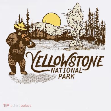 Yellowstone National Park Bear & Fiddle Old Faithful Drawstring Bag