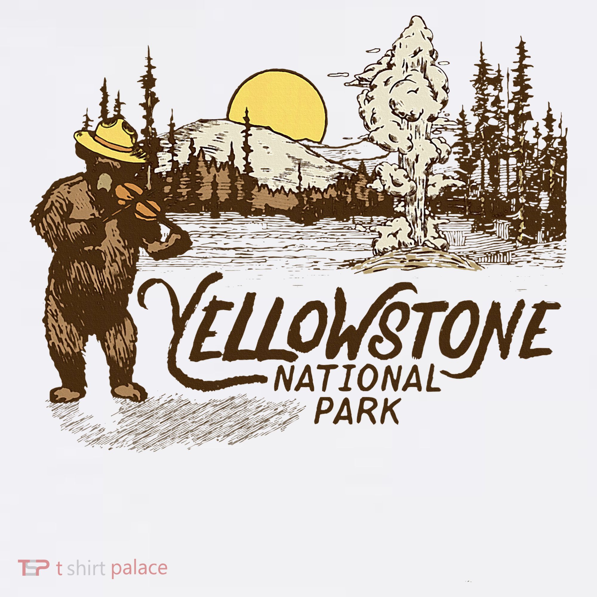 Yellowstone National Park Bear & Fiddle Old Faithful Women's Hoodie