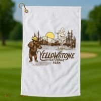 Yellowstone National Park Bear & Fiddle Old Faithful Golf Towel thumb 1