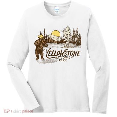 Yellowstone National Park Bear & Fiddle Old Faithful Women's Long Sleeve Shirt