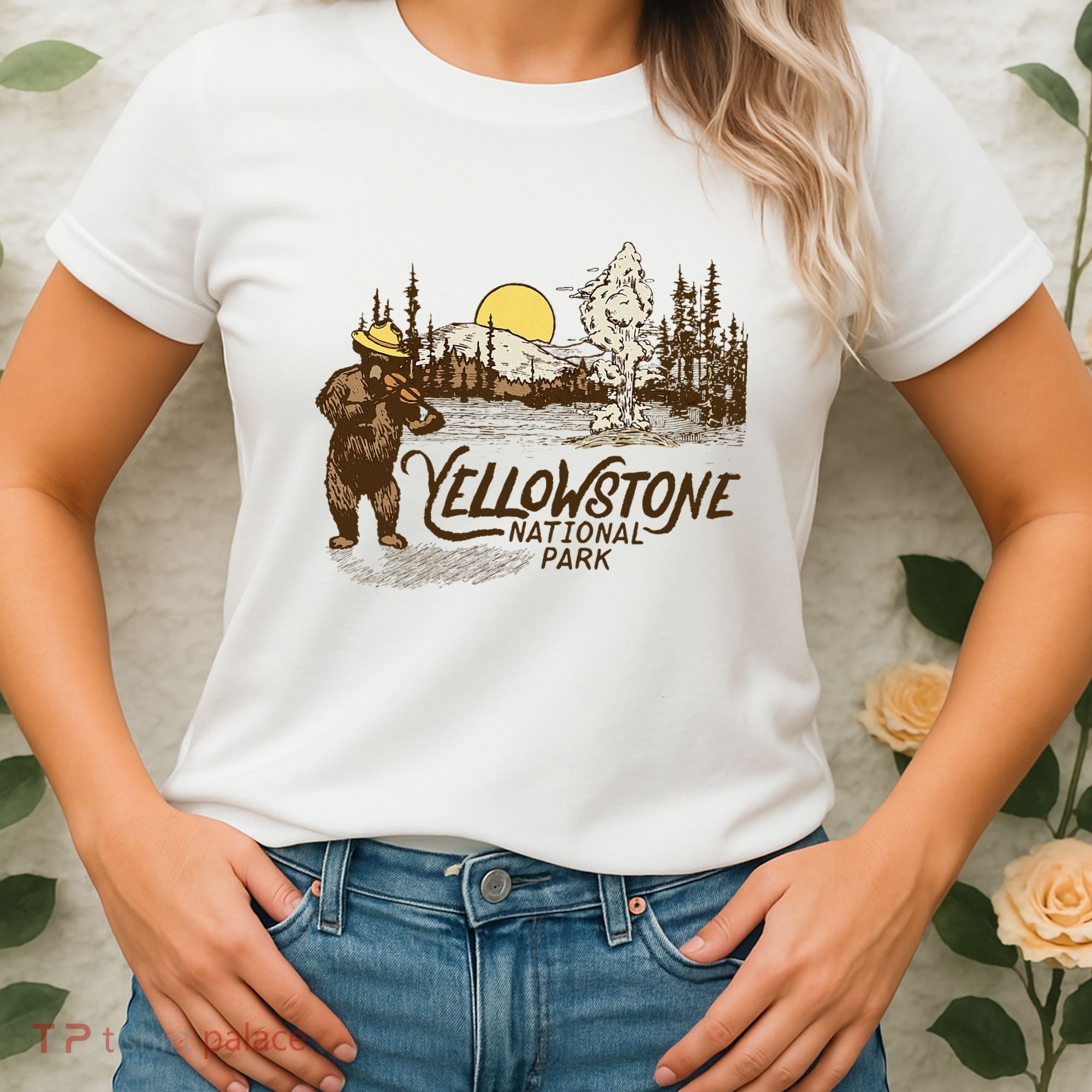 Yellowstone National Park Bear & Fiddle Old Faithful Women's T-Shirt