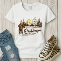 Yellowstone National Park Bear & Fiddle Old Faithful Women's T-Shirt thumb 3
