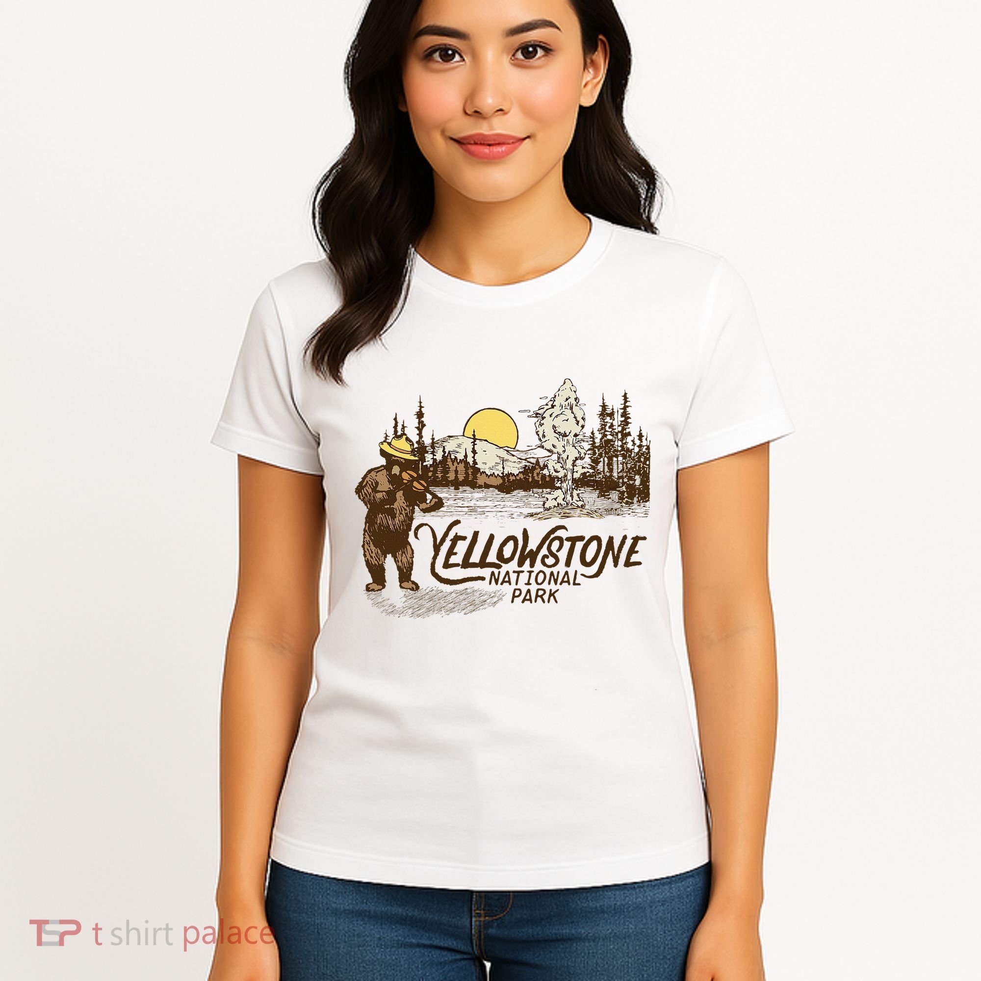 Yellowstone National Park Bear & Fiddle Old Faithful Women's T-Shirt