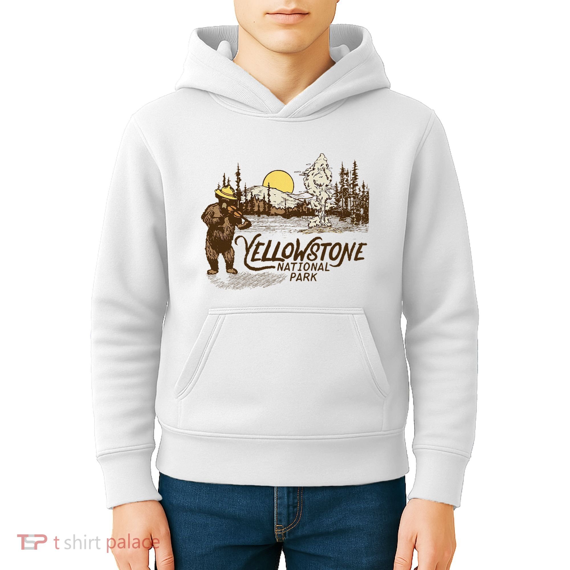 Yellowstone National Park Bear & Fiddle Old Faithful Kids Hoodie