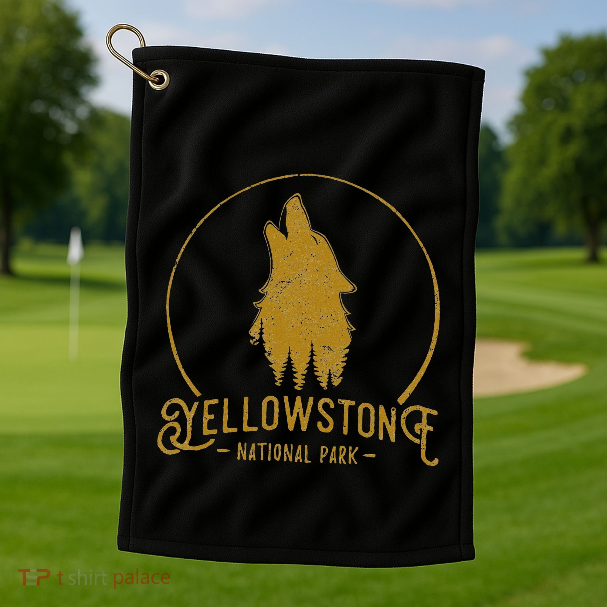 Yellowstone National Park Howling Wolf Golf Towel
