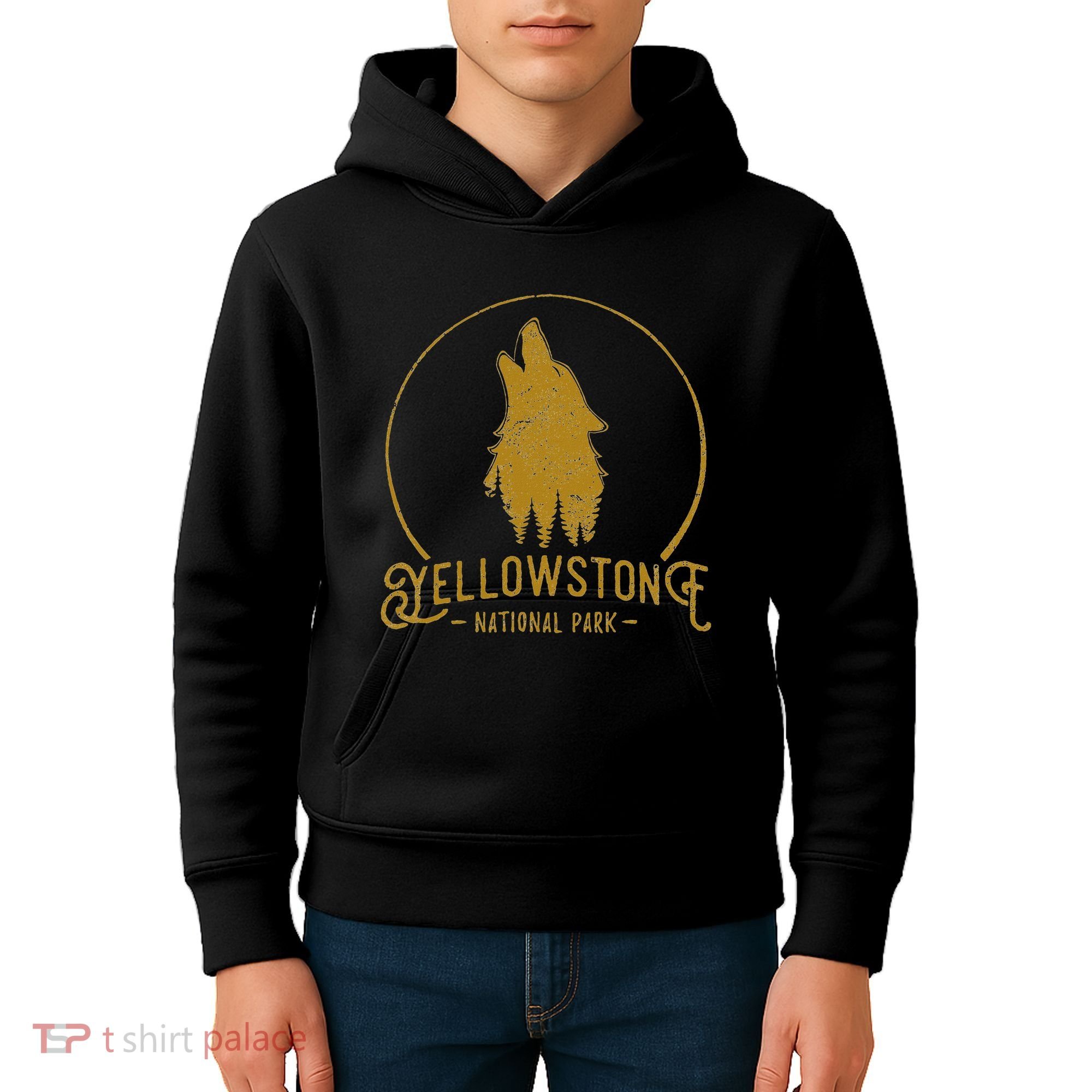Yellowstone National Park Howling Wolf Kids Hoodie