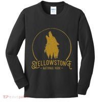Yellowstone National Park Howling Wolf Kids Long Sleeve Shirt thumb 0