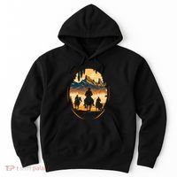 Yellowstone National Park Cowboys On Horses Hoodie thumb 0