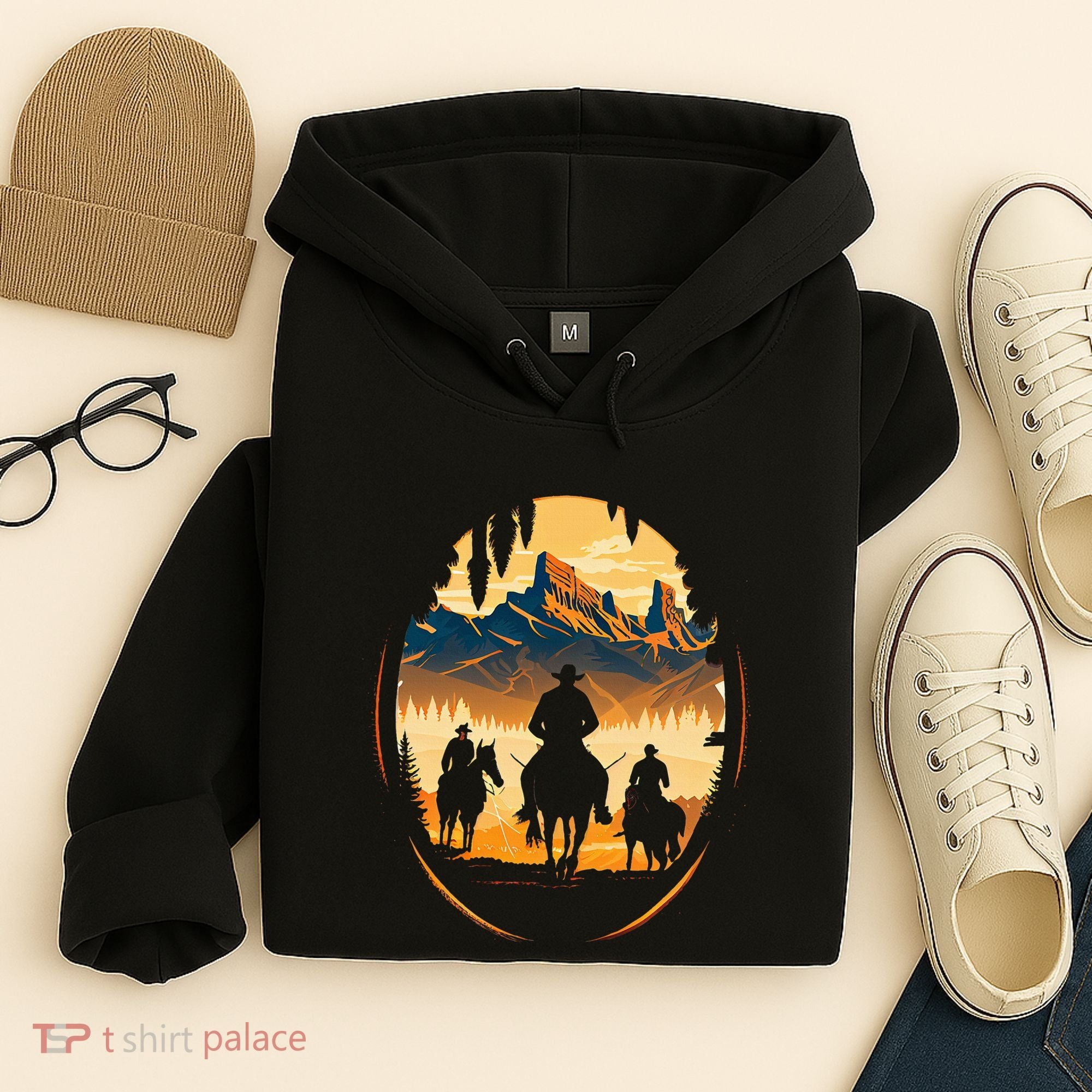 Yellowstone National Park Cowboys On Horses Hoodie