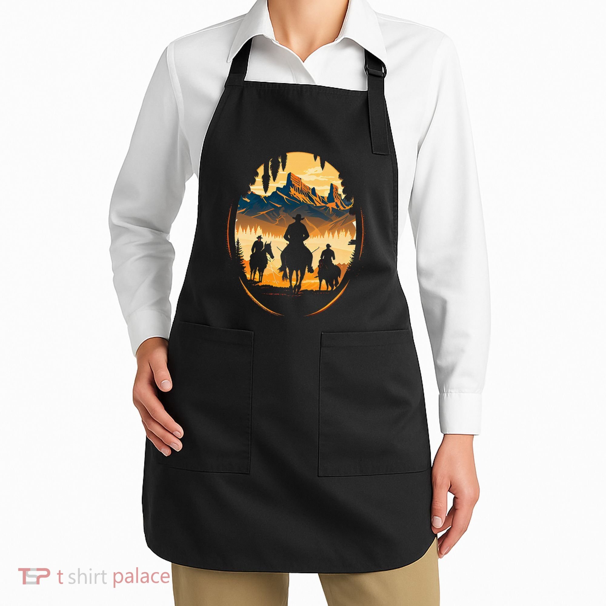 Yellowstone National Park Cowboys On Horses Apron