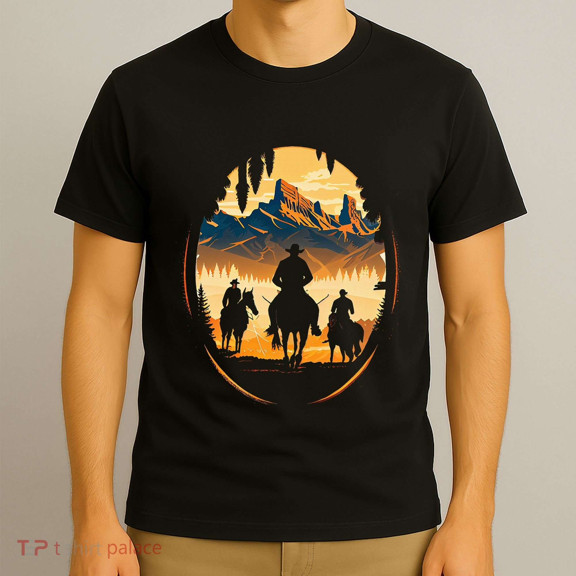 Yellowstone National Park Cowboys On Horses T-Shirt