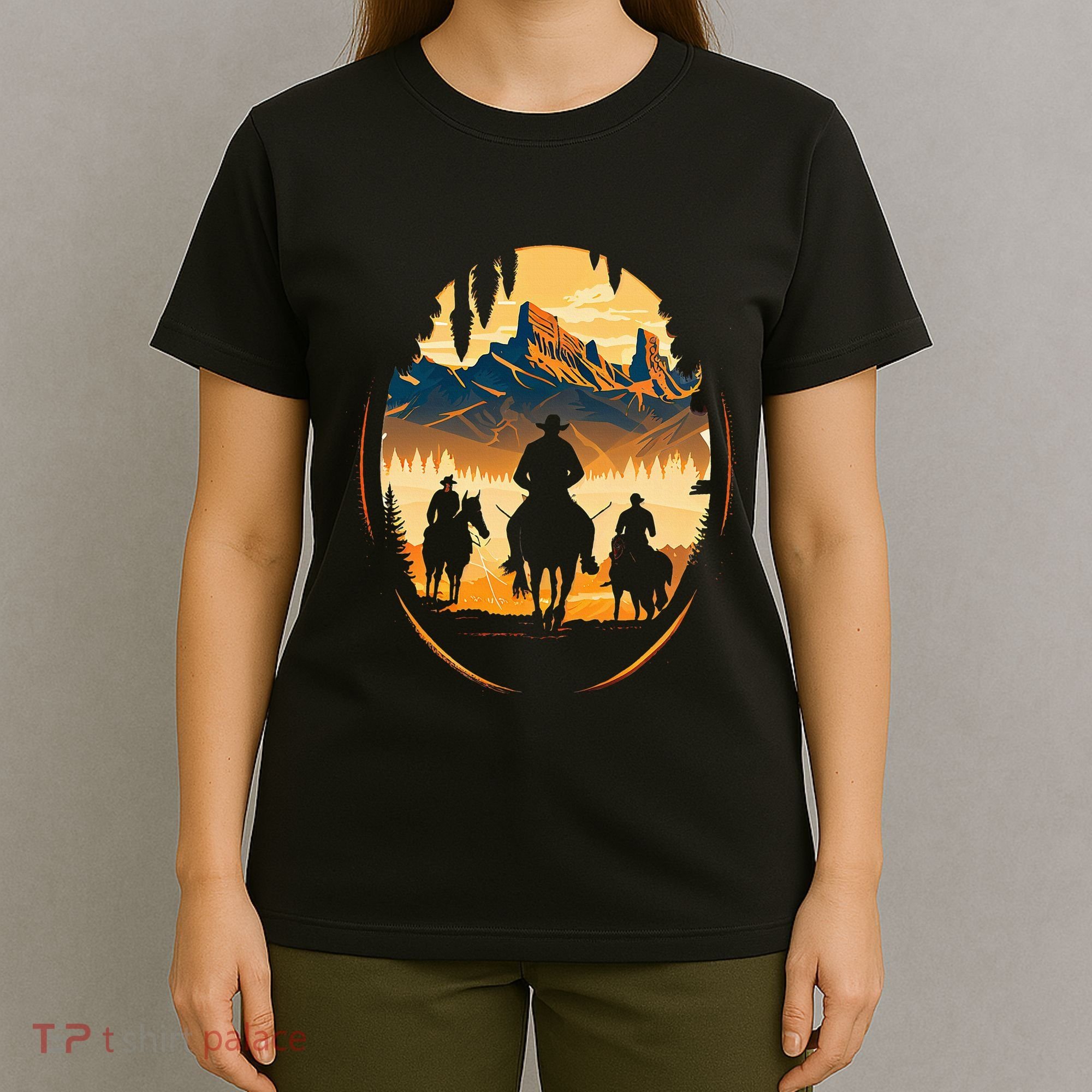 Yellowstone National Park Cowboys On Horses T-Shirt