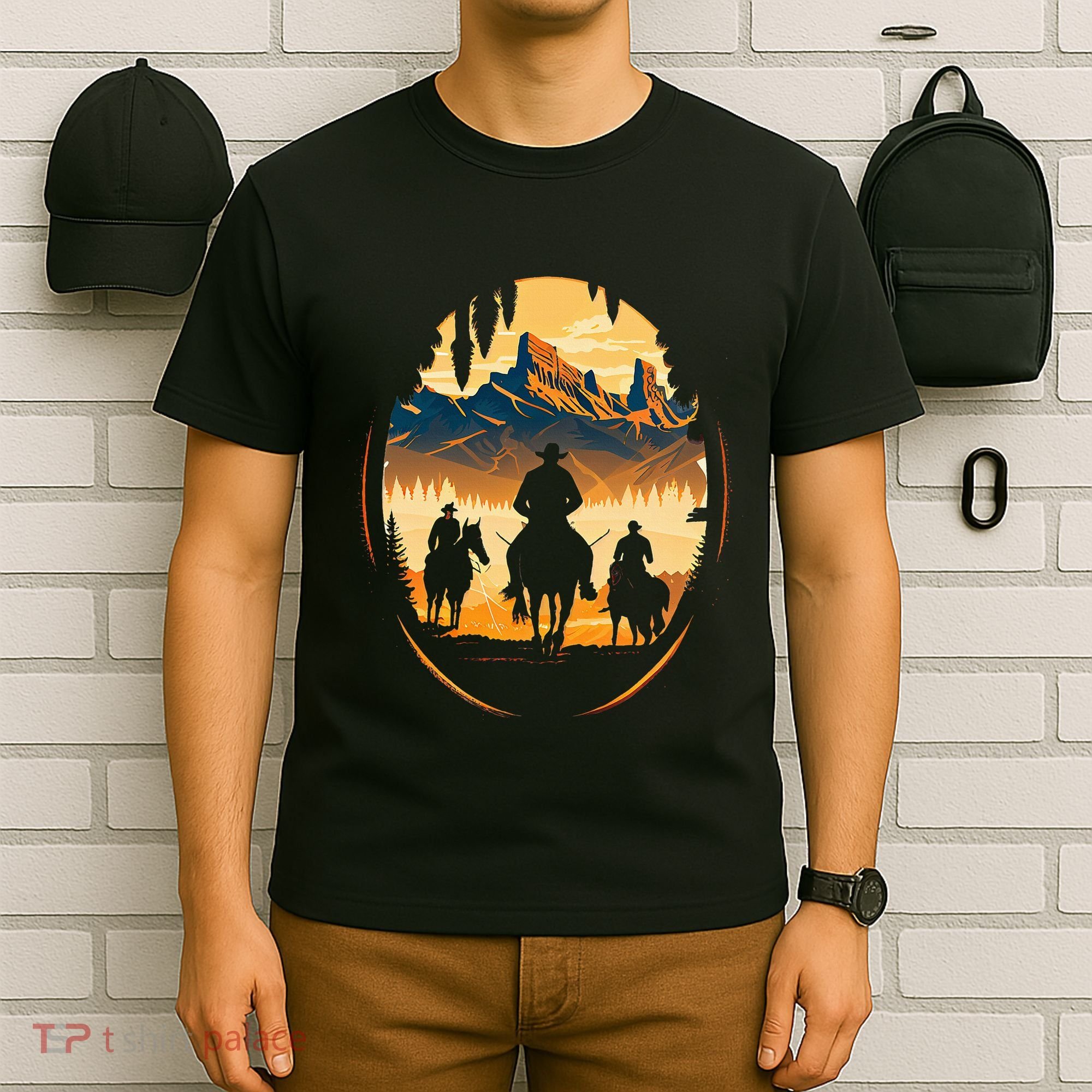 Yellowstone National Park Cowboys On Horses T-Shirt