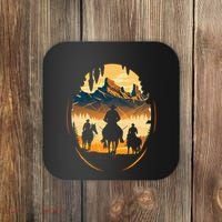 Yellowstone National Park Cowboys On Horses Coaster thumb 0