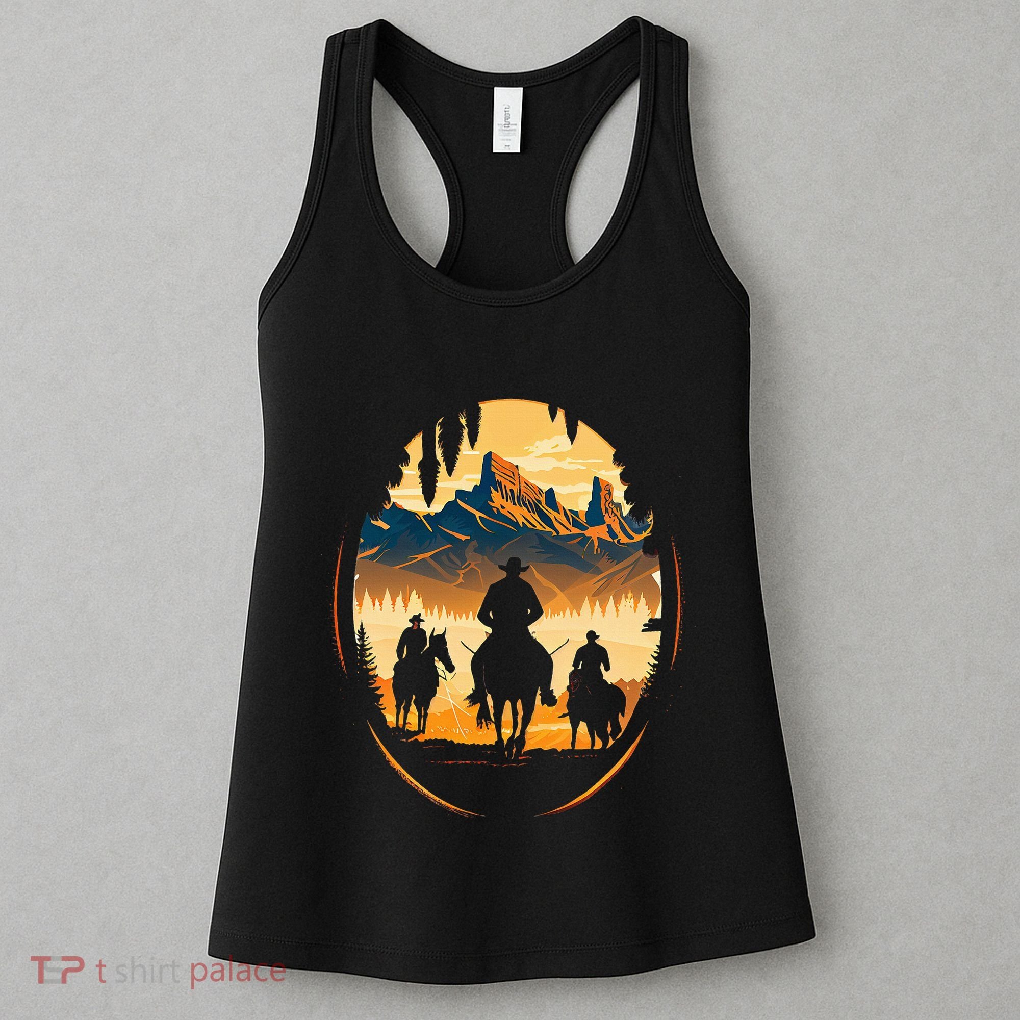 Yellowstone National Park Cowboys On Horses Women's Tank Top
