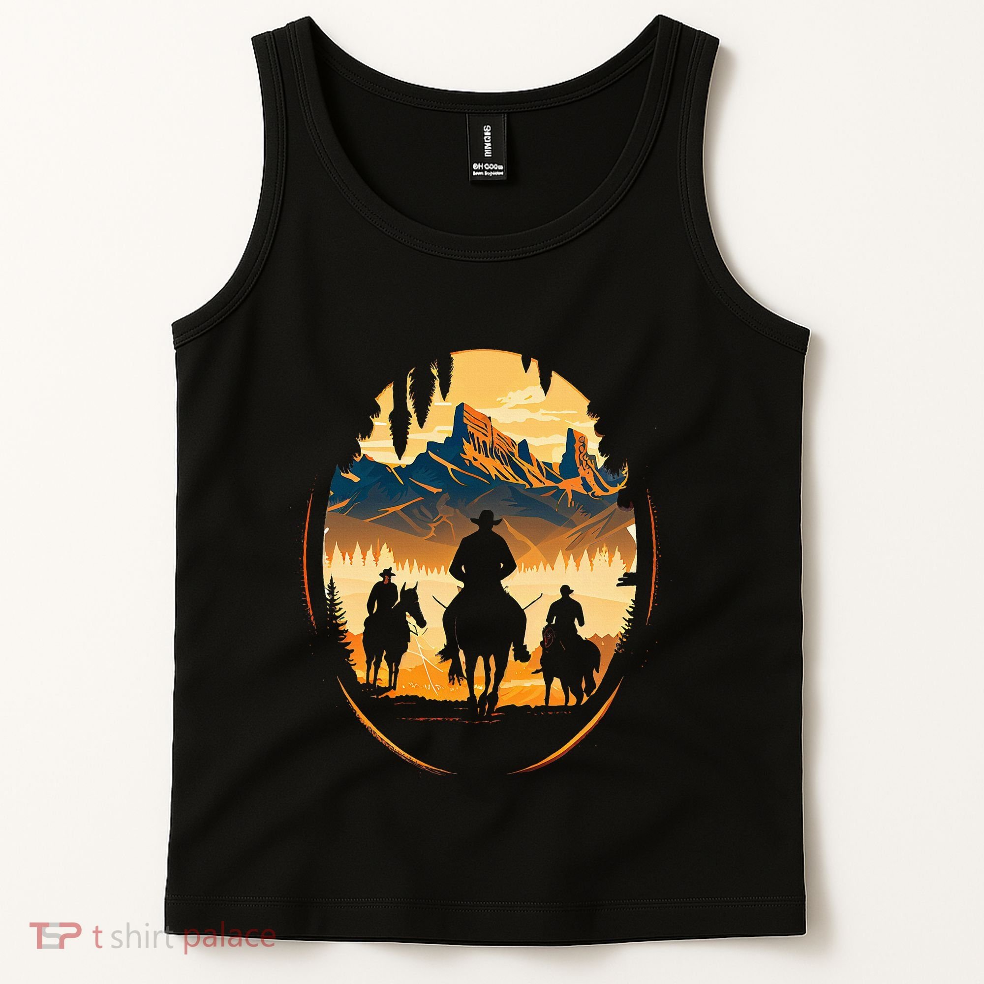 Yellowstone National Park Cowboys On Horses Tank Top