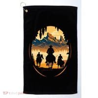 Yellowstone National Park Cowboys On Horses Golf Towel thumb 0