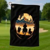 Yellowstone National Park Cowboys On Horses Golf Towel thumb 1