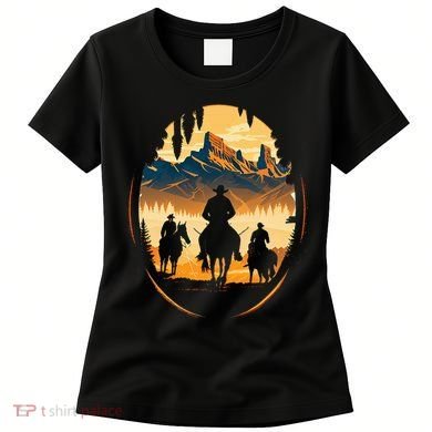 Yellowstone National Park Cowboys On Horses Women's T-Shirt