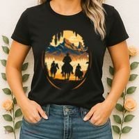 Yellowstone National Park Cowboys On Horses Women's T-Shirt thumb 2