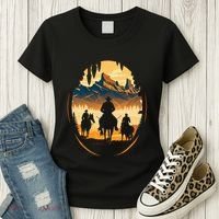 Yellowstone National Park Cowboys On Horses Women's T-Shirt thumb 3