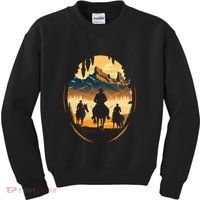 Yellowstone National Park Cowboys On Horses Kids Sweatshirt thumb 0
