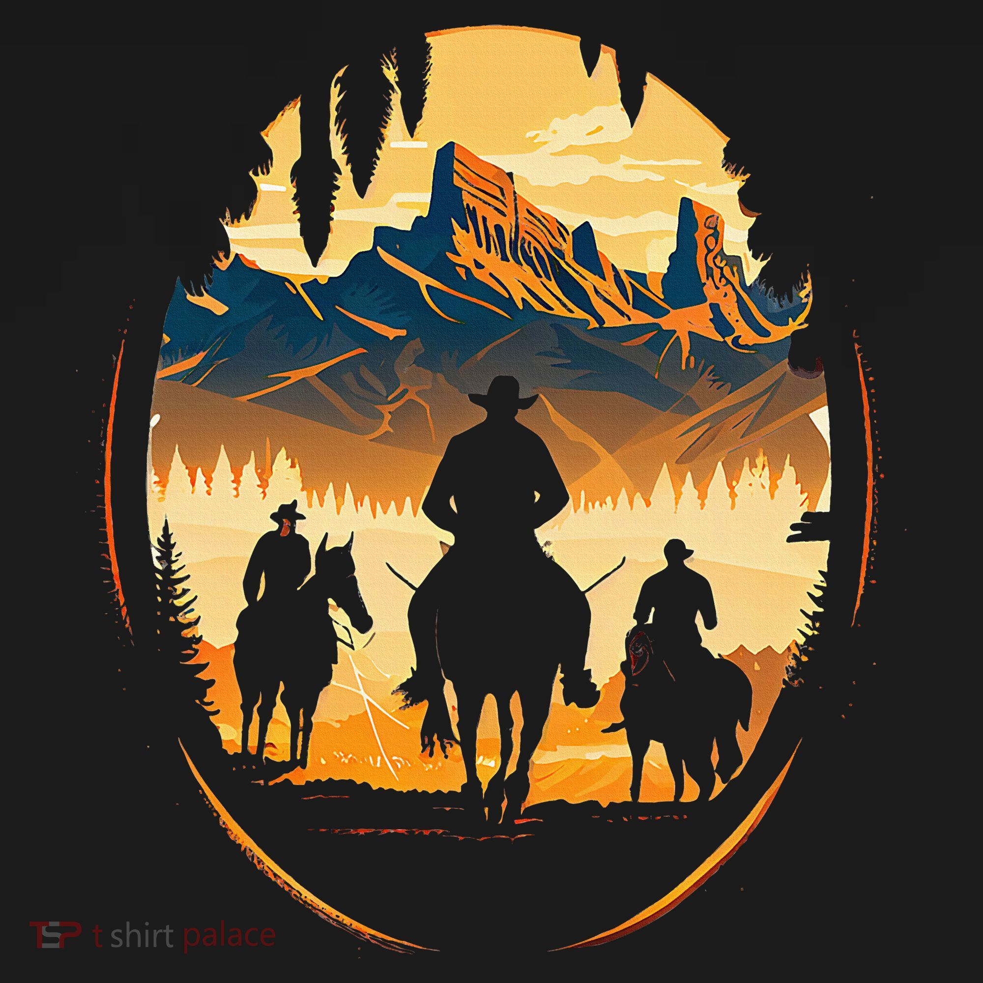 Yellowstone National Park Cowboys On Horses Kids Sweatshirt