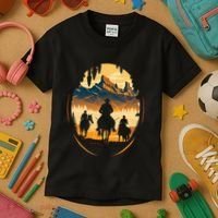 Yellowstone National Park Cowboys On Horses Kids T-Shirt thumb 3