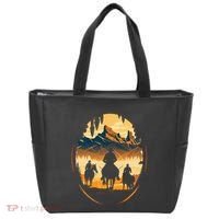 Yellowstone National Park Cowboys On Horses Tote Bag thumb 0