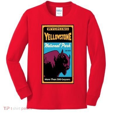Yellowstone National Park Bison Kids Long Sleeve Shirt